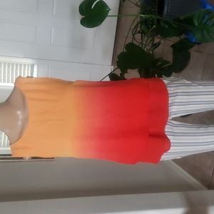 Worthington L fiery ombre sunset flowy feminine sleeveless